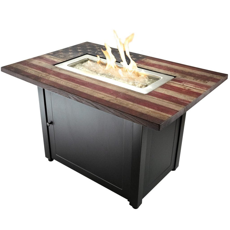 StarWood Fireplaces - Endless Summer The Americana LP Gas Outdoor Fire Pit With American Flag Mantel -