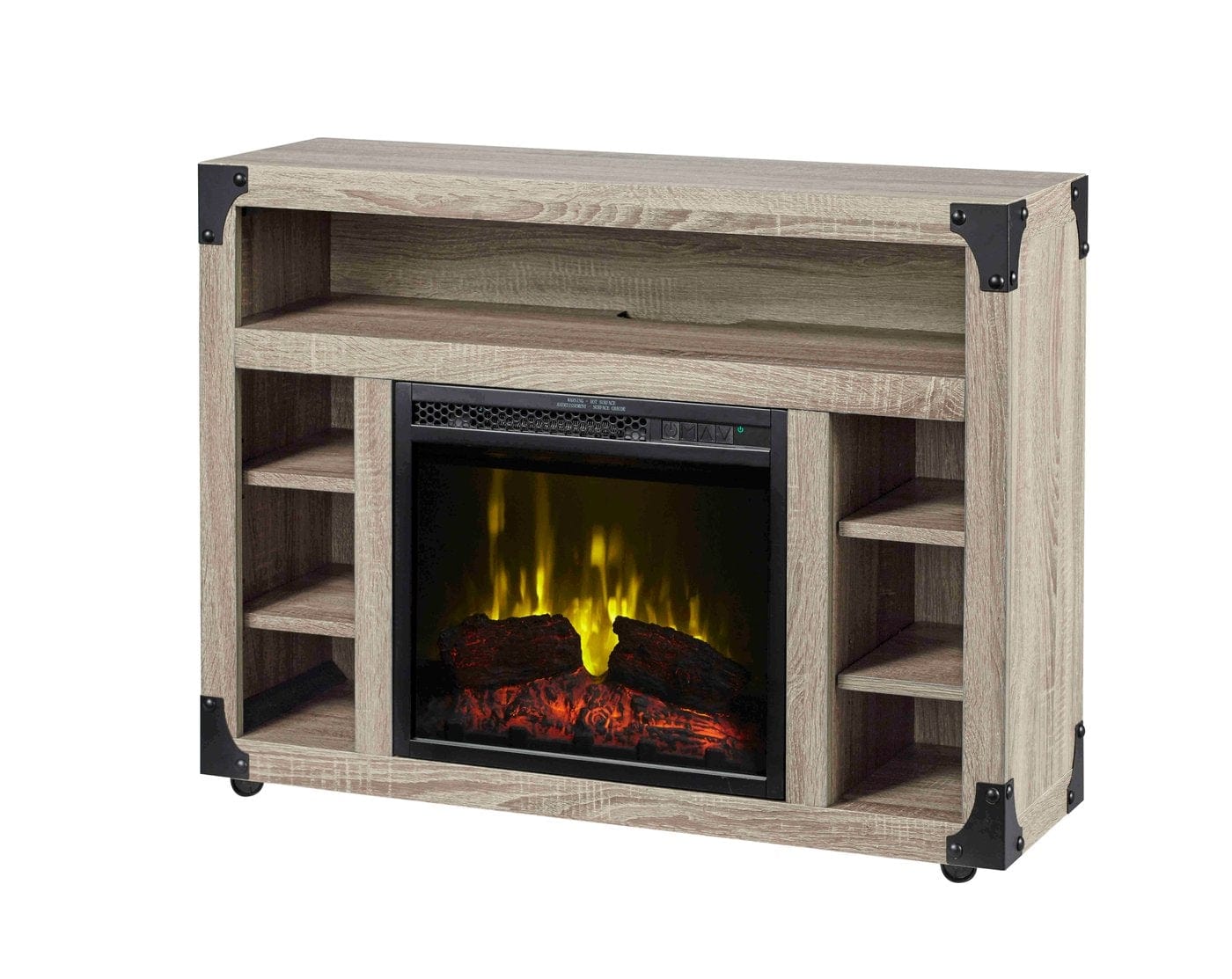 StarWood Fireplaces - Dimplex Chelsea TV Stand Electric Fireplace, Distressed Oak -
