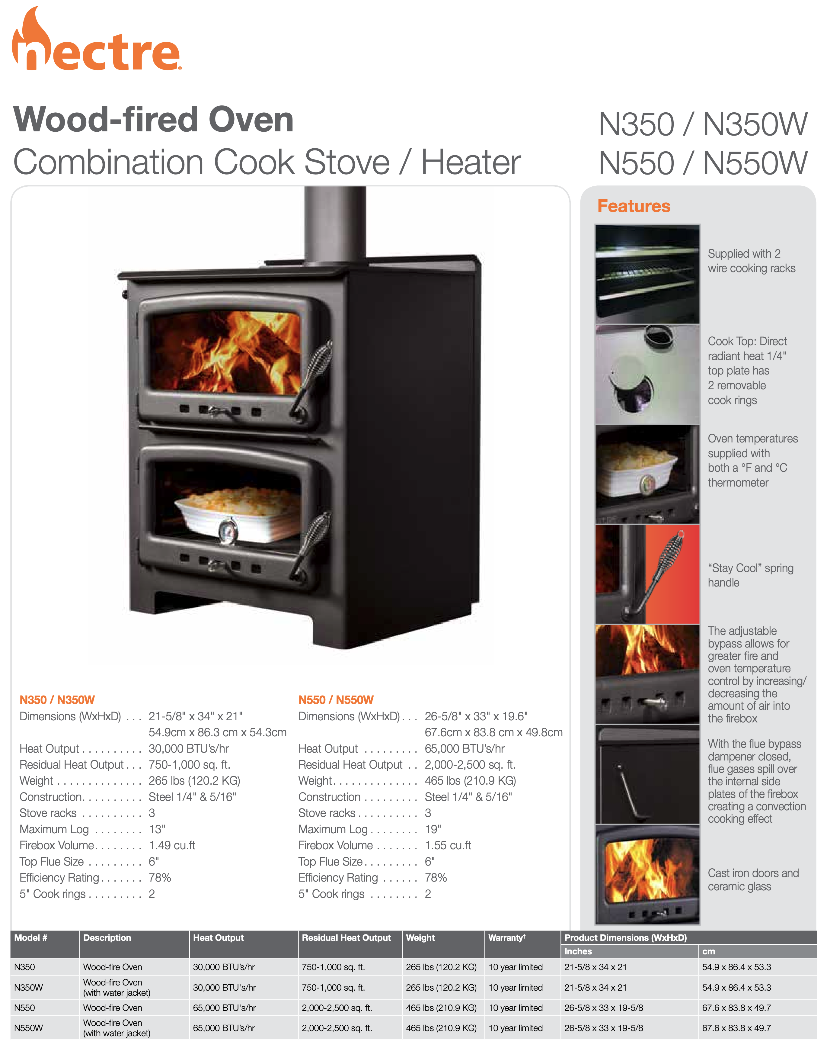 StarWood Fireplaces - Dimplex Wood Stove and Baker's Oven, 30,000 BTU -