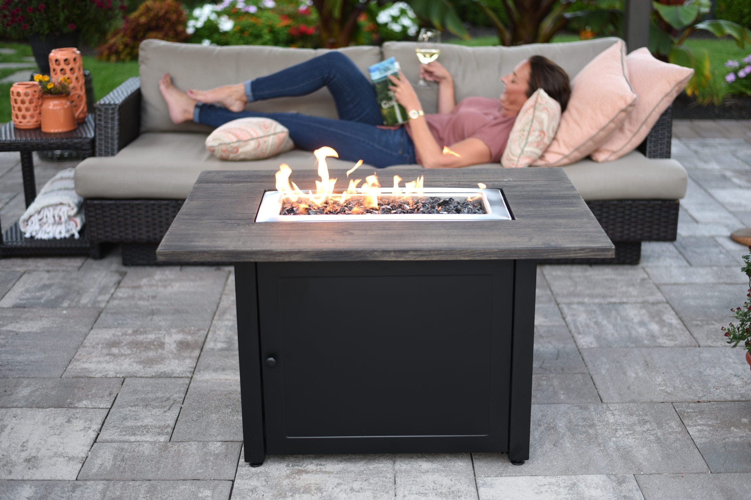 StarWood Fireplaces - Endless Summer The Marc Outdoor Rectangular Steel Frame LP Gas Fire Pit -