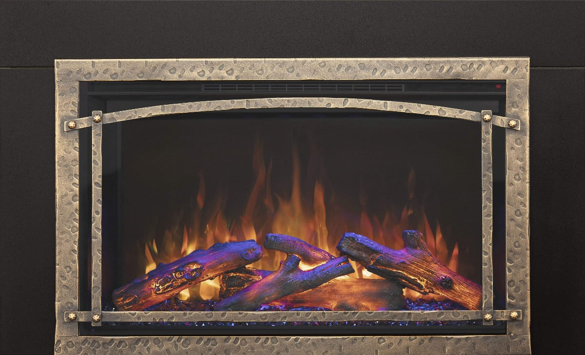 StarWood Fireplaces - Modern Flames Redstone 30-Inch Built-In Electric Fireplace - 44" X 27" TRIM KIT [8" TRIM+$225] / Hammered Bronze Premium Overlay [+$650]