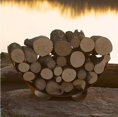 StarWood Fireplaces - Fire Pit Art Crescent Log Rack - Carbon Steel -