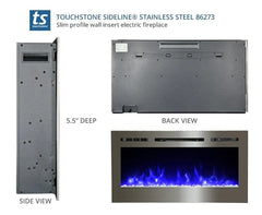 StarWood Fireplaces - Touchstone The Sideline 50 Stainless Steel 86273 50 inch Recessed Electric Fireplace -